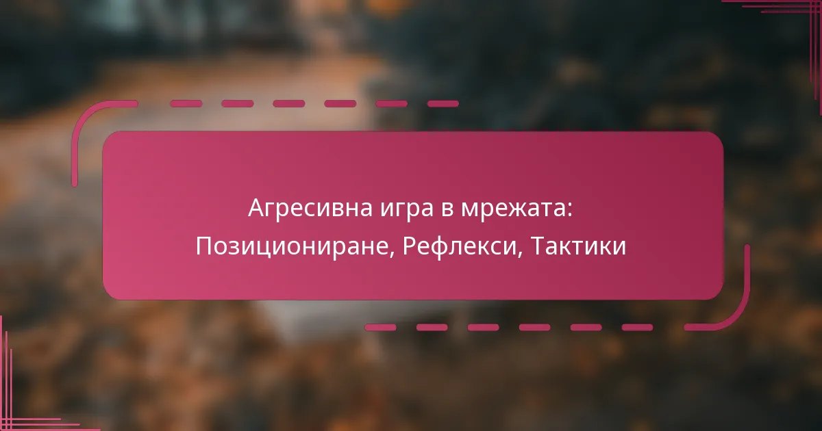 Агресивна игра в мрежата: Позициониране, Рефлекси, Тактики