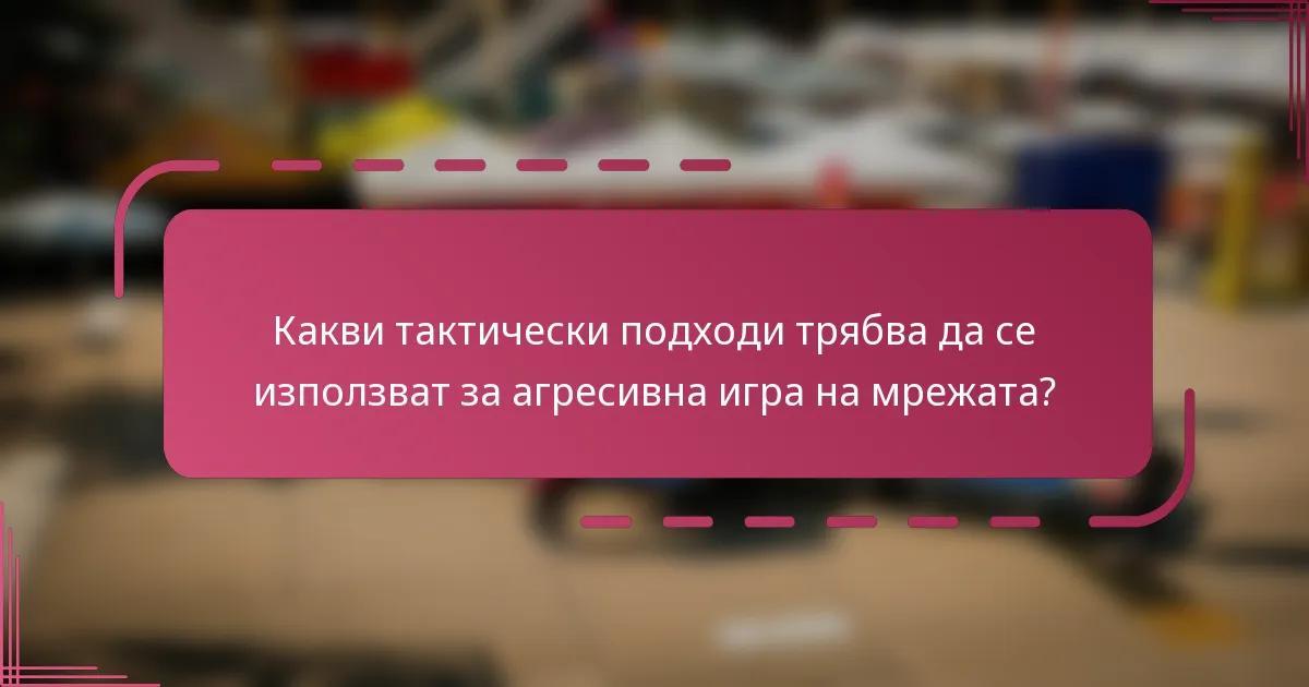 Какви тактически подходи трябва да се използват за агресивна игра на мрежата?